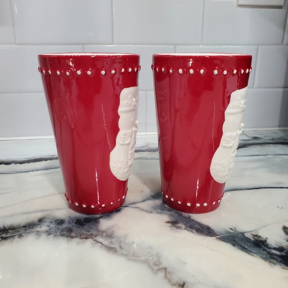 Hallmark Holiday Christmas Snowman Mugs Set of 2 Red and White - Picture 5 of 11